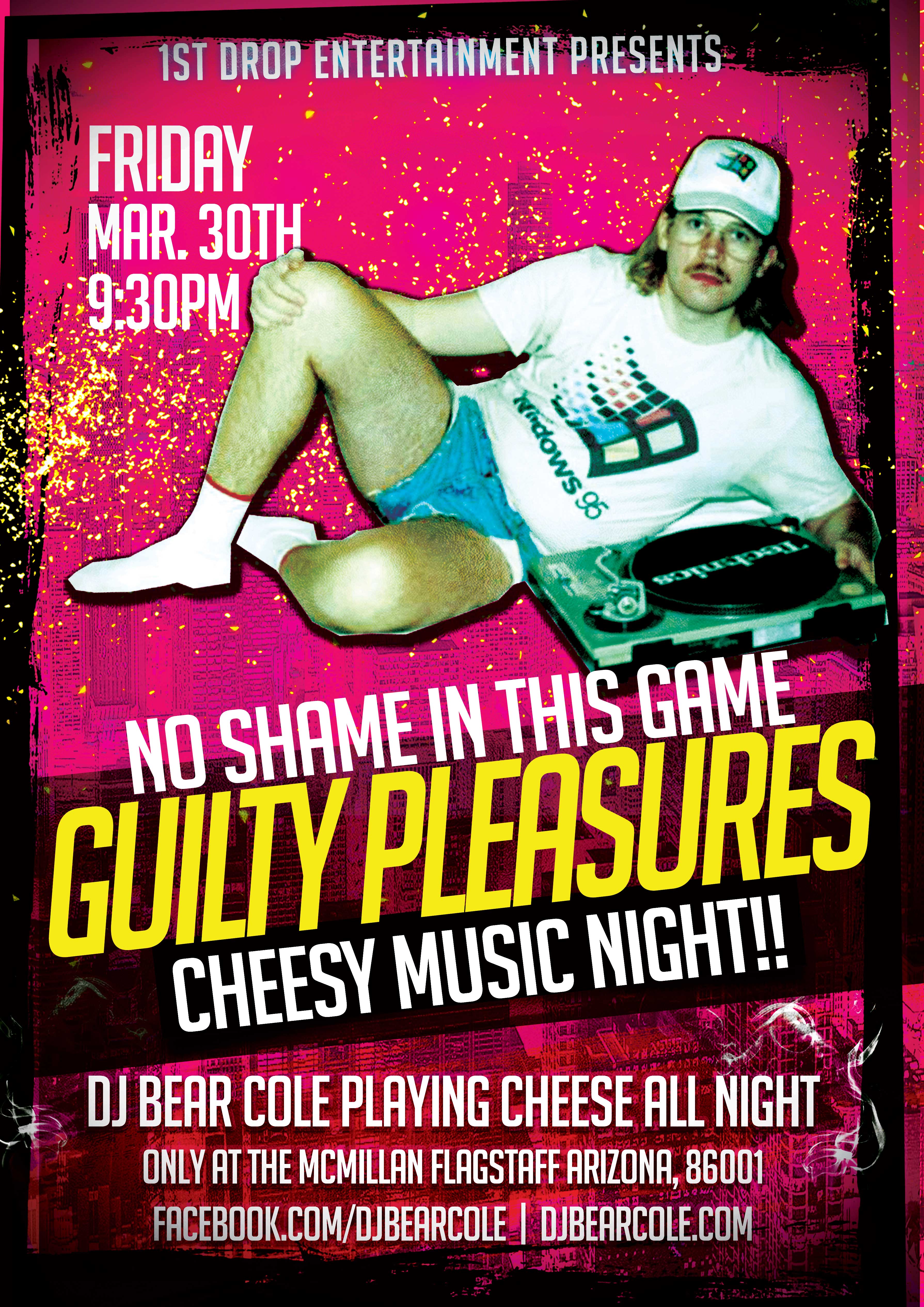 Guilty Pleasures Cheesy Music Night flyer